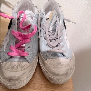 Golden Goose Silver and Pink Sneakers